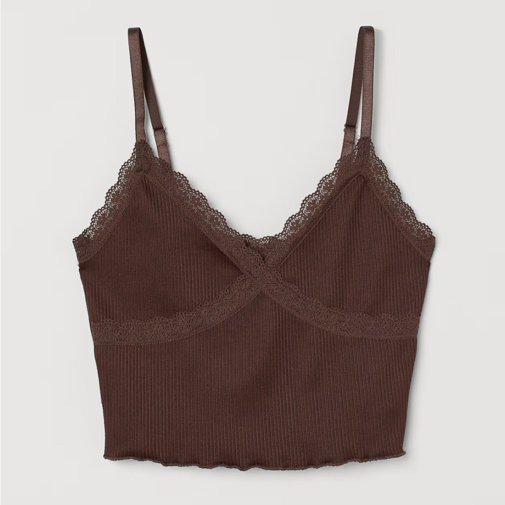 H&M Brown Lace Trim Cami